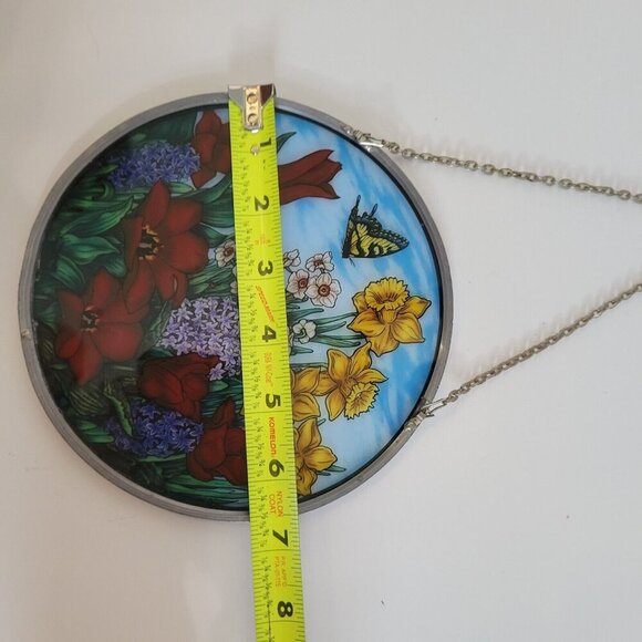 Glassmasters Spring Flowers Stained Glass Art Butterfly Suncatcher - Picture 4 of 5